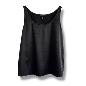 Eileen Fisher Windowpane Pattern Stretch Silk Tank Black SZ L